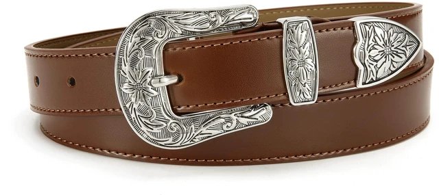 Main image of CHAOREN Brown Belt Women - 1.1" CR Western Belts For Woman Leather Belts Cowboy Belt - Country Belts For Women with Vintage Buckle for Jeans