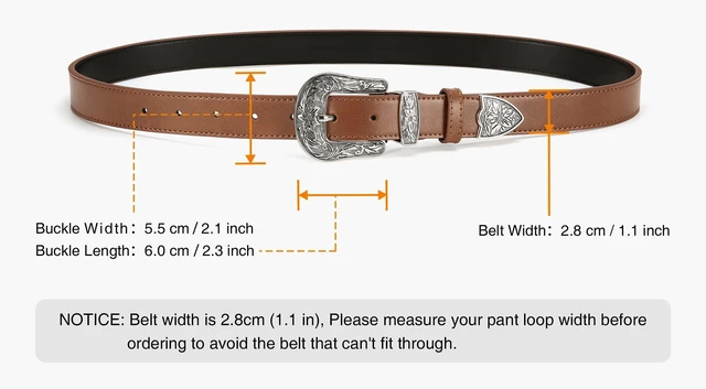 Alt view image 7 of 7 - CHAOREN Brown Belt Women - 1.1" CR Western Belts For Woman Leather Belts Cowboy Belt - Country Belts For Women with Vintage Buckle for Jeans