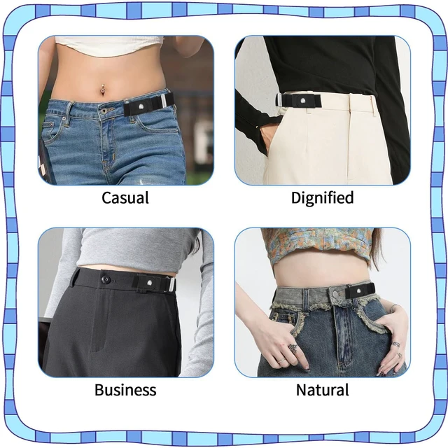 Alt view image 3 of 7 - 2 Pcs No Buckle Belts for Women and Men, Men Side Belts, Without Buckle Elastic Stretch Invisible Belt Adjustable Comfortable Belt With Pu Material for Most of Pants Jeans