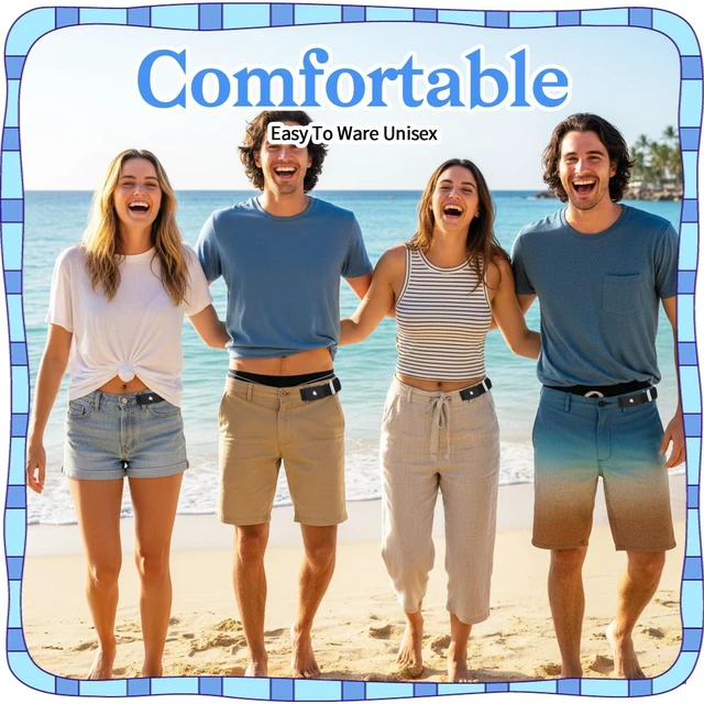 Alt view image 7 of 7 - 2 Pcs No Buckle Belts for Women and Men, Men Side Belts, Without Buckle Elastic Stretch Invisible Belt Adjustable Comfortable Belt With Pu Material for Most of Pants Jeans