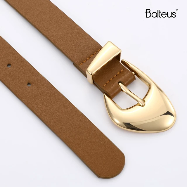 Alt view image 3 of 5 - Balteus Black and Gold Belt for Women Stylish Chunky Gold Belt, Adjustable for Jeans, Dresses & Casual Fashion