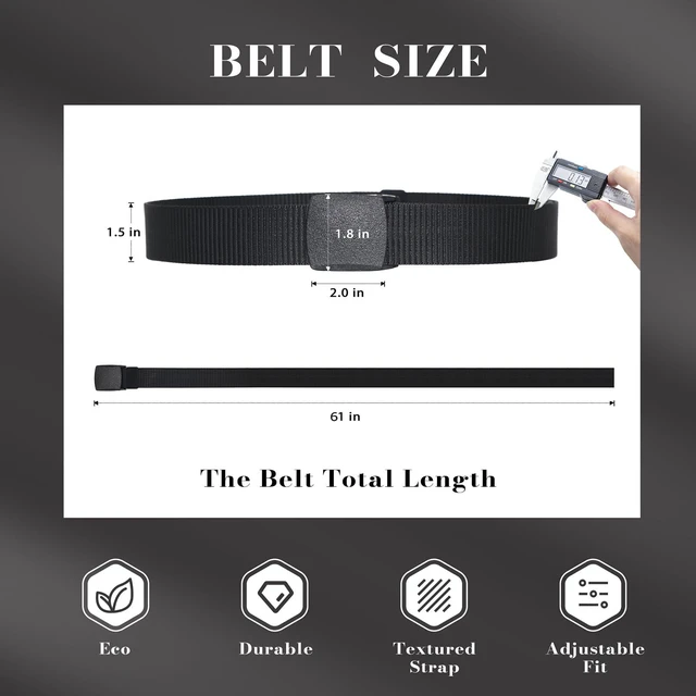 Alt view image 4 of 6 - Herolland Nylon Men's belt for Women and Men 1.5inch Width Metal-Free Outdoor Belt,Thick and Durable 150CM/59IN Long