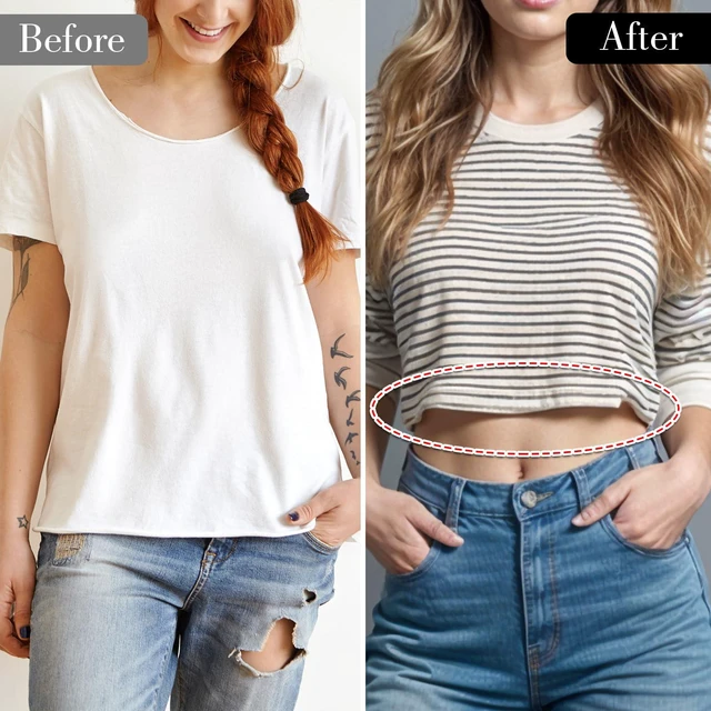 Alt view image 4 of 7 - 2PCS Shirt Tuck Band Women Sweater Tuck Band Adjustable | Elastic Belts for Women, Tucky Belt Perfect for Cropping Shirts, Sweaters, And More (Black & White)
