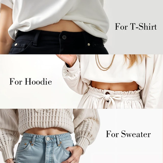 Alt view image 5 of 7 - 2PCS Shirt Tuck Band Women Sweater Tuck Band Adjustable | Elastic Belts for Women, Tucky Belt Perfect for Cropping Shirts, Sweaters, And More (Black & White)