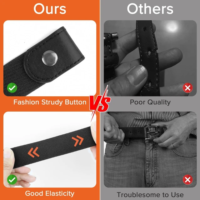 Alt view image 2 of 7 - SEOIMU No Buckle Elastic Belts for Women and Men, Comfortable Stretch Belts for Jeans (2 Pieces Suit J, S-M: Fit for Waist 21''-36'')