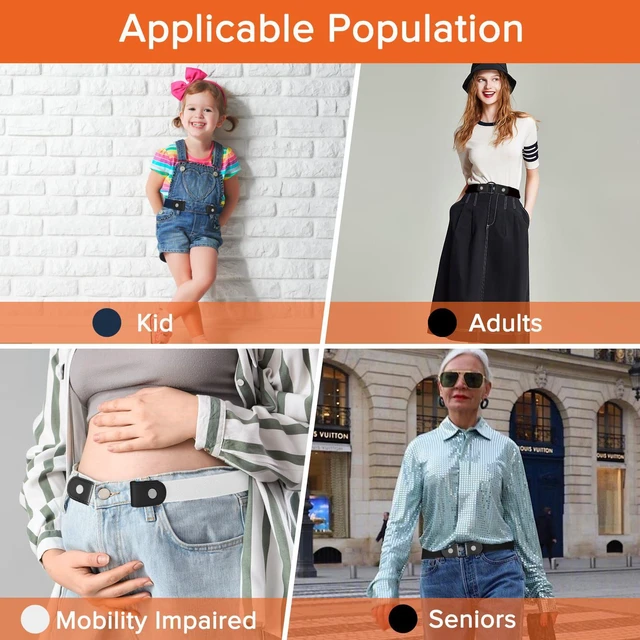 Alt view image 4 of 7 - SEOIMU No Buckle Elastic Belts for Women and Men, Comfortable Stretch Belts for Jeans (2 Pieces Suit J, S-M: Fit for Waist 21''-36'')