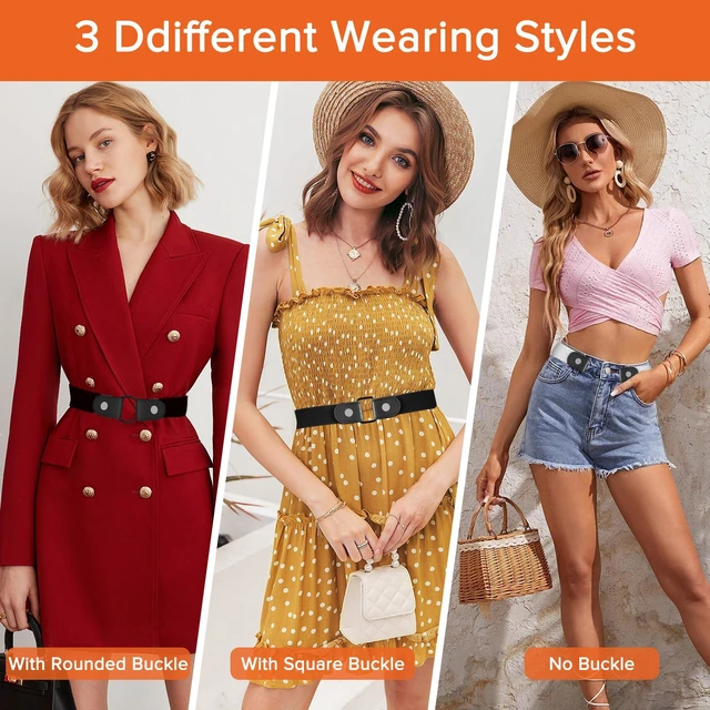 Alt view image 5 of 7 - SEOIMU No Buckle Elastic Belts for Women and Men, Comfortable Stretch Belts for Jeans (2 Pieces Suit J, S-M: Fit for Waist 21''-36'')
