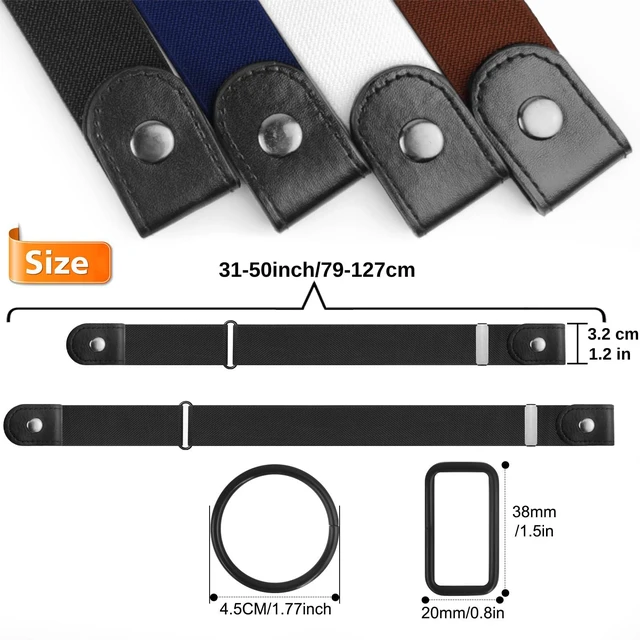 Alt view image 7 of 7 - SEOIMU No Buckle Elastic Belts for Women and Men, Comfortable Stretch Belts for Jeans (2 Pieces Suit J, S-M: Fit for Waist 21''-36'')