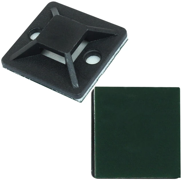 Main image of 100 Pack Self Adhesive Cable Tie Mounts, 1 Inch, Black | 25 x 25 mm Size, Zip Tie Mounts Wire Management Holders, Outdoor Cable Organization, For Indoor & Outdoor Cable Management