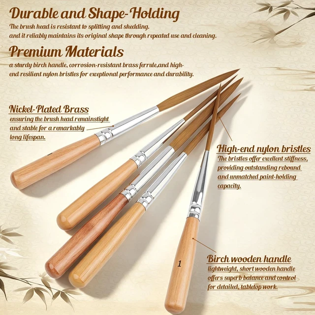 Alt view image 4 of 6 - 5PCS Extra Fine Liner Detail Paint Brushes, Pinstrip Scroll Outlining Brush | 5 sizes,Long Liner Brush, for Fine Detailing & Art Painting - Acrylic, Watercolor, Oil, Models