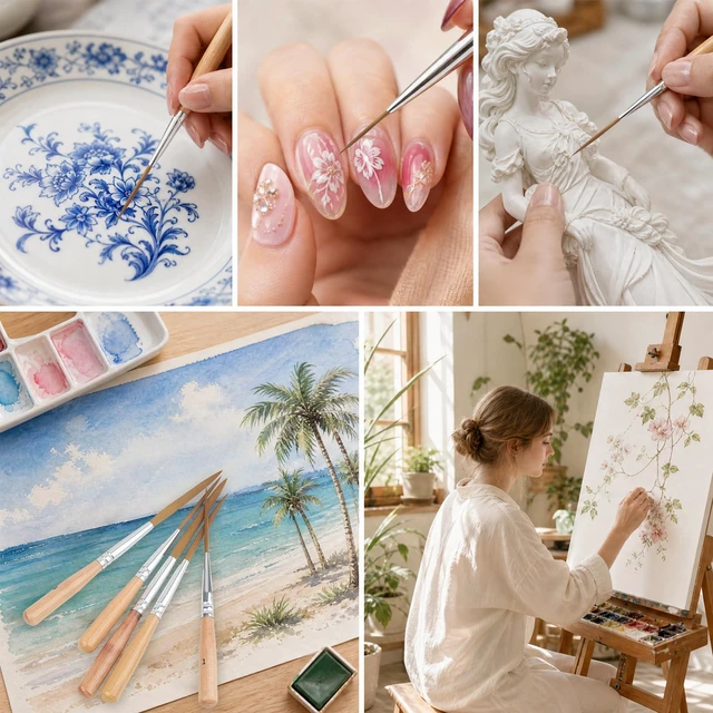Alt view image 6 of 6 - 5PCS Extra Fine Liner Detail Paint Brushes, Pinstrip Scroll Outlining Brush | 5 sizes,Long Liner Brush, for Fine Detailing & Art Painting - Acrylic, Watercolor, Oil, Models