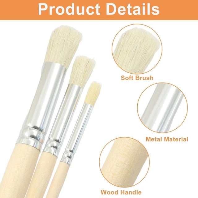 Alt view image 4 of 5 - 12 Pack Wooden Stencil Brush, 6 Sizes Round Stippling | Bristle Paint Brushes, Acrylic, Oil, Watercolor Painting, Template Art, DIY Crafts & Card Making