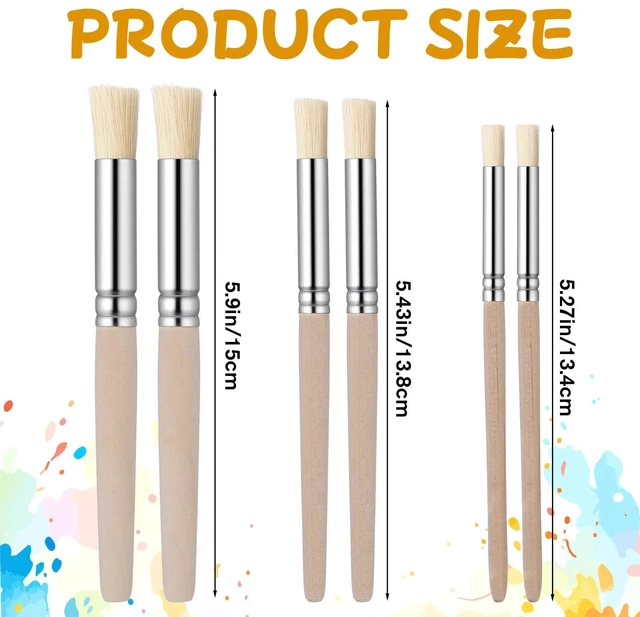 Alt view image 2 of 7 - 6Pcs Wooden Stencil Brushes, Natural Bristle Paint Brushes Set | 3 Sizes Wood Paint Template Brush for Stencil Painting Acrylic Oil Watercolor DIY Art Crafts