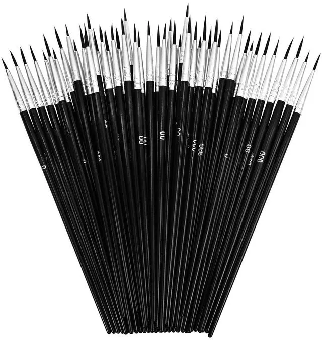 Main image of 60 PCS Fine Detail Paint Brushes Set, #0#00#000 Small Paint Brushes | for Miniatures, Acrylics & Watercolor, Ultra Thin Paint Brush for Model Crafts, Touch up & Paint by Numbers