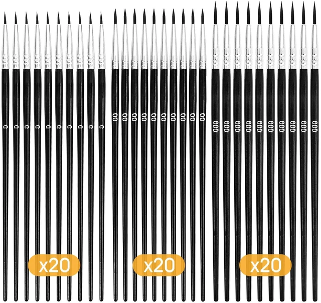 Alt view image 2 of 7 - 60 PCS Fine Detail Paint Brushes Set, #0#00#000 Small Paint Brushes | for Miniatures, Acrylics & Watercolor, Ultra Thin Paint Brush for Model Crafts, Touch up & Paint by Numbers