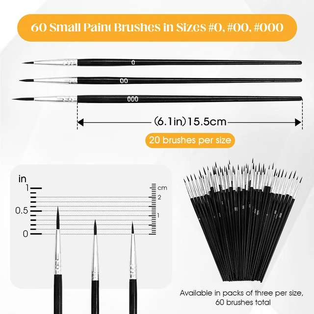 Alt view image 3 of 7 - 60 PCS Fine Detail Paint Brushes Set, #0#00#000 Small Paint Brushes | for Miniatures, Acrylics & Watercolor, Ultra Thin Paint Brush for Model Crafts, Touch up & Paint by Numbers
