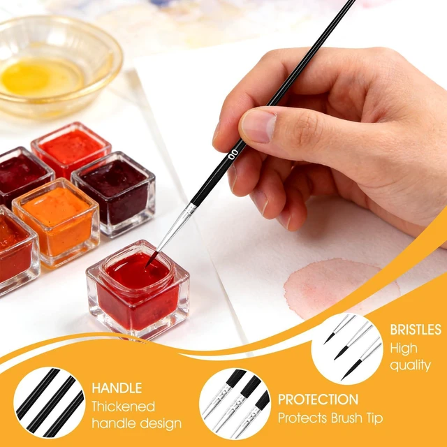 Alt view image 4 of 7 - 60 PCS Fine Detail Paint Brushes Set, #0#00#000 Small Paint Brushes | for Miniatures, Acrylics & Watercolor, Ultra Thin Paint Brush for Model Crafts, Touch up & Paint by Numbers