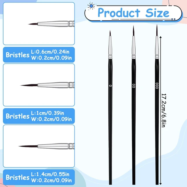 Alt view image 2 of 7 - 30 PCS Detail Paint Brushes, Tiny Paint Brushes with 3 Size #0#00#000 Liner Brush Fine Tip Paintbrushes for Miniatures Detailing Model Crafts Watercolor Acrylics Oil