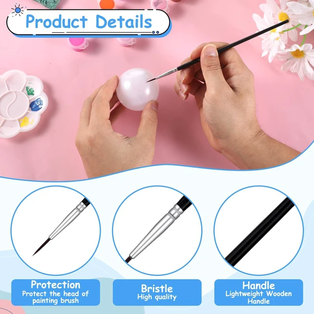 Alt view image 3 of 7 - 30 PCS Detail Paint Brushes, Tiny Paint Brushes with 3 Size #0#00#000 Liner Brush Fine Tip Paintbrushes for Miniatures Detailing Model Crafts Watercolor Acrylics Oil