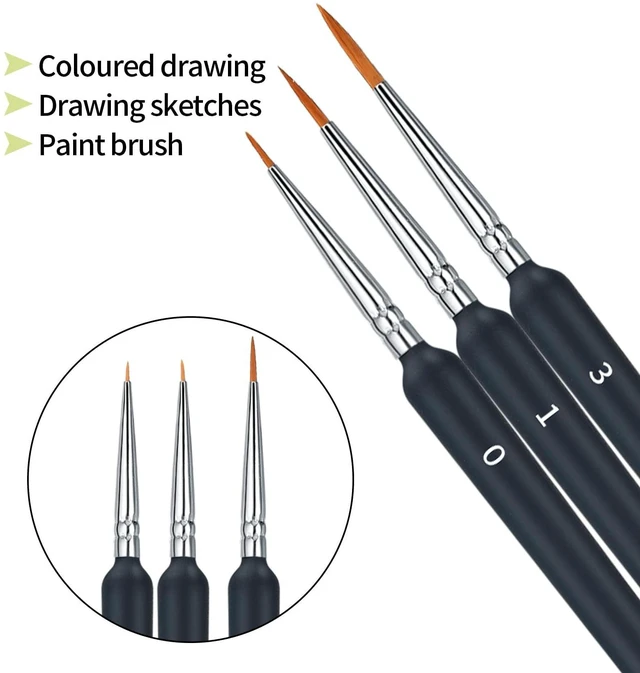 Alt view image 5 of 7 - 6 Pcs Fine Detail Paint Brush Set, Miniature Detail Artist Painting Brushes, 6 Sizes Wooden Fine Tip Paint Brushes for Acrylic Painting Drawing Craft Oil Nail Art Model Watercolor Painting Brushes