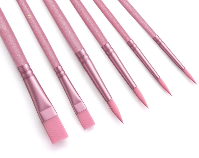 Main image of Nylon Paint Brushes for Paint by Number Brushes | Watercolor Brush Acrylic Painting Brush for Oil Canvases Rock Body Face Nail Miniature Detailing Drawing Art Supplies(Pink)