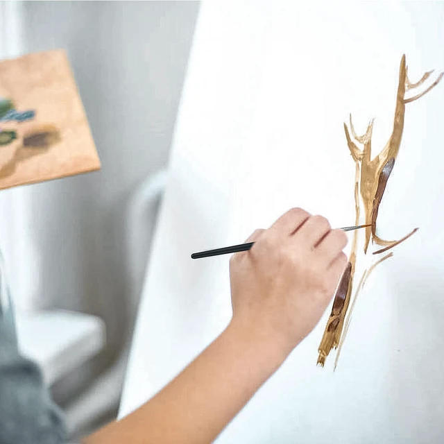 Alt view image 7 of 7 - 6 Pcs Fine Detail Paint Brush Set, Miniature Detail Artist Painting Brushes, 6 Sizes Wooden Fine Tip Paint Brushes for Acrylic Painting Drawing Craft Oil Nail Art Model Watercolor Painting Brushes
