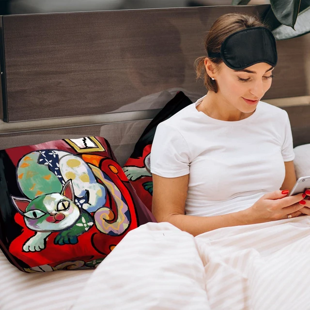 Alt view image 3 of 6 - Funny Spring Summer Cat Abstract Art Picasso Painting Throw Pillows Covers 18 x 18 Inch for Art Lover Cat Mom Family Outdoor Cushion Couch Sofa Bed Room
