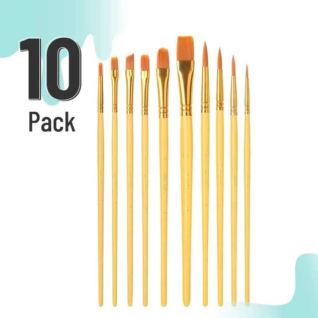 Alt view image 2 of 7 - Acrylic Paint Brushes Set, 10 Pack, Round & Pointed Tip | Nylon Hair Artist Brushes for Watercolor, Oil, Rock, Face, Nail, Miniature, Canvas, Detailing, Drawing, Art Supplies