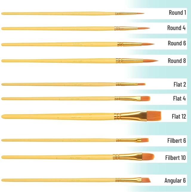 Alt view image 3 of 7 - Acrylic Paint Brushes Set, 10 Pack, Round & Pointed Tip | Nylon Hair Artist Brushes for Watercolor, Oil, Rock, Face, Nail, Miniature, Canvas, Detailing, Drawing, Art Supplies