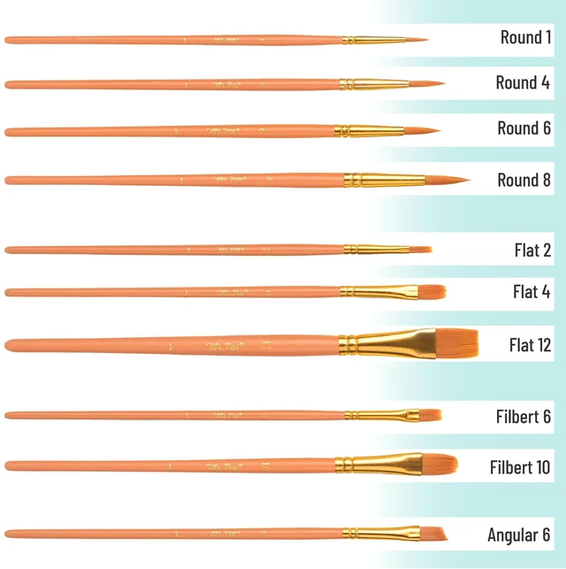 Alt view image 3 of 7 - Acrylic Paint Brushes Set, 10 Pack, Round & Pointed Tip | Nylon Hair Artist Brushes for Watercolor, Oil, Rock, Face, Nail, Miniature, Canvas, Detailing, Drawing, Art Supplies