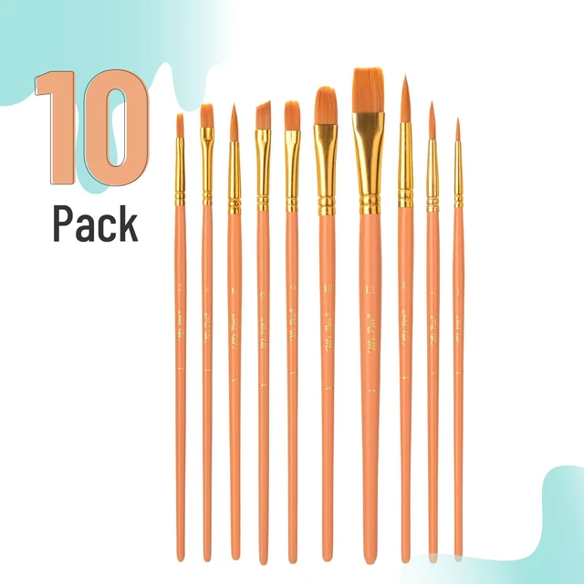 Alt view image 2 of 7 - Acrylic Paint Brushes Set, 10 Pack, Round & Pointed Tip | Nylon Hair Artist Brushes for Watercolor, Oil, Rock, Face, Nail, Miniature, Canvas, Detailing, Drawing, Art Supplies