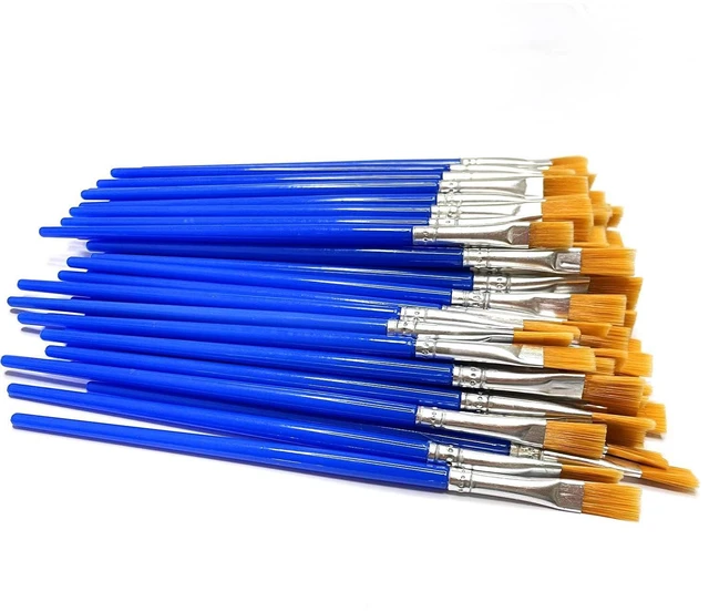 Alt view image 3 of 7 - Bulk Paintbrushes with Flat Nylon Hair,Paint Brush Set for Painting,Coloring with Watercolor Art PaintingArtist (14cm Flat tip (30pcs))