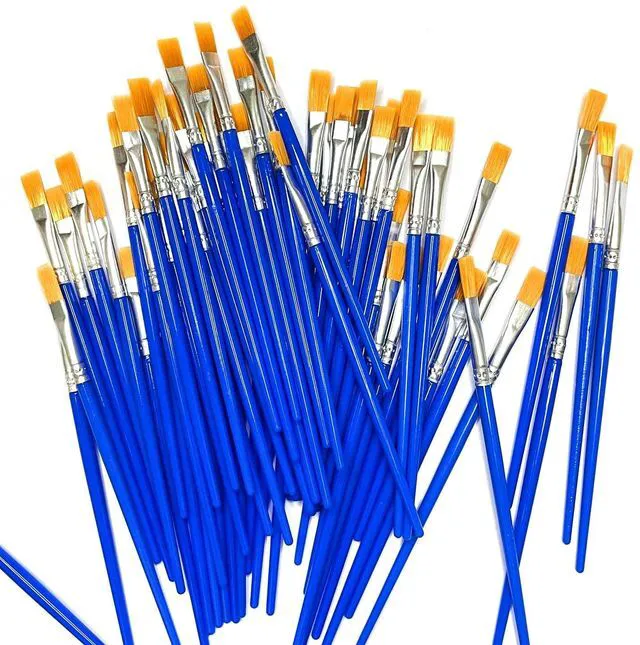 Alt view image 5 of 7 - Bulk Paintbrushes with Flat Nylon Hair,Paint Brush Set for Painting,Coloring with Watercolor Art PaintingArtist (14cm Flat tip (30pcs))