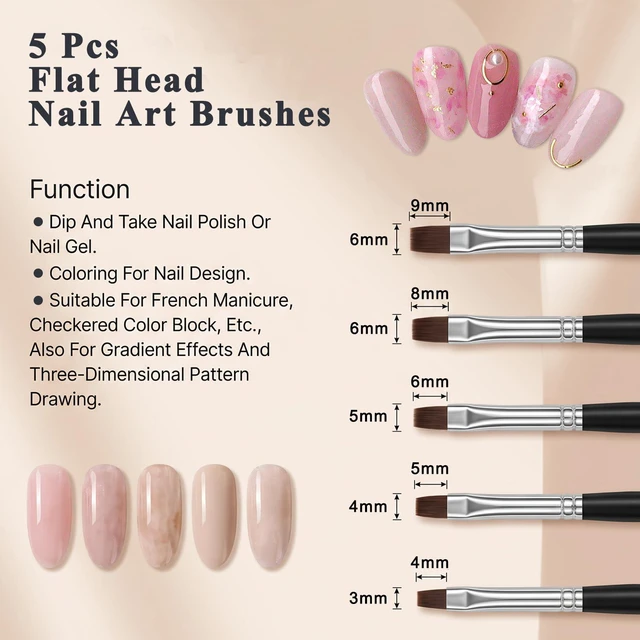 Alt view image 3 of 7 - YUXIANLB 11pcs Professional Flat Paint Brushes Fine Liner Art Brushes Set | Long Handle Artist Brush for Watercolor, Nail Fine Liner Brushes, Nail Art Pens Liner Brushes for DIY Nail Face Body Paintin
