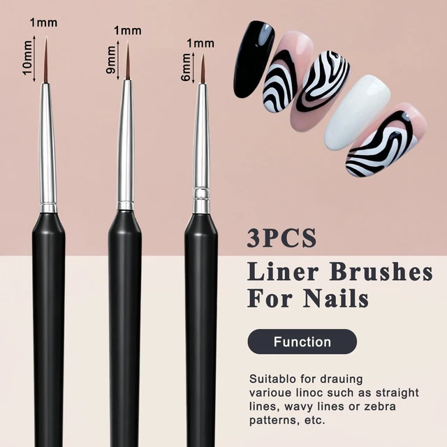 Alt view image 4 of 7 - YUXIANLB 11pcs Professional Flat Paint Brushes Fine Liner Art Brushes Set | Long Handle Artist Brush for Watercolor, Nail Fine Liner Brushes, Nail Art Pens Liner Brushes for DIY Nail Face Body Paintin