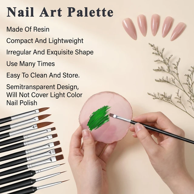 Alt view image 7 of 7 - YUXIANLB 11pcs Professional Flat Paint Brushes Fine Liner Art Brushes Set | Long Handle Artist Brush for Watercolor, Nail Fine Liner Brushes, Nail Art Pens Liner Brushes for DIY Nail Face Body Paintin