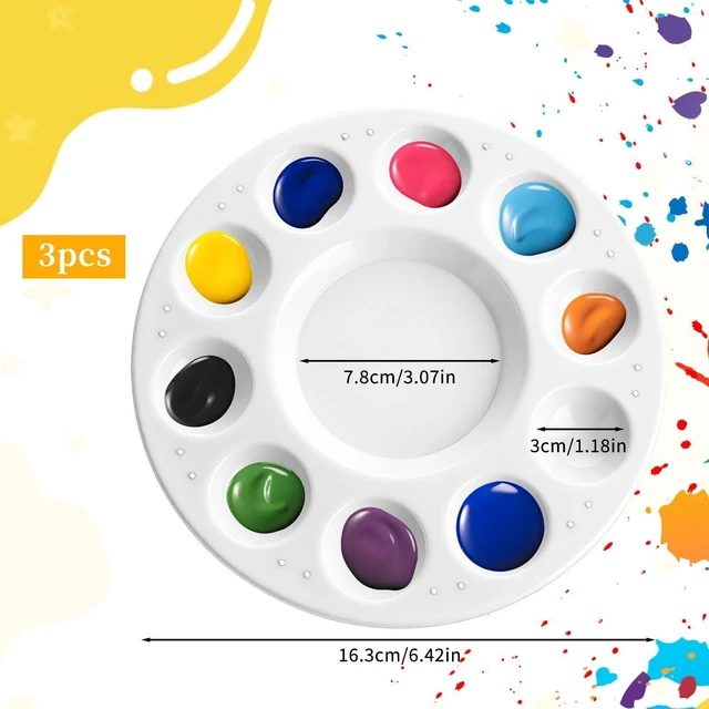 Alt view image 3 of 7 - Paint Brushes Palette Set, 10PCS Black Paint Brushes & 3PCS Round Plastic Paint-Palettes, Nylon Hair Paintbrush (Assorted Sizes & Shapes) for Acrylic, Oil, Watercolor, Gouache, Tempera, Body Painting