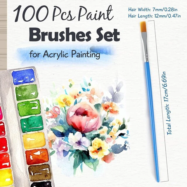 Alt view image 3 of 7 - Halobios Paint Brushes Set for Acrylic Painting, 30 Pcs Art Paint Brush Flat Acrylic Painting Brush, Nylon Paint Brushes for Kids Adults Oil Watercolor Rock Painting Body Face Nail Art