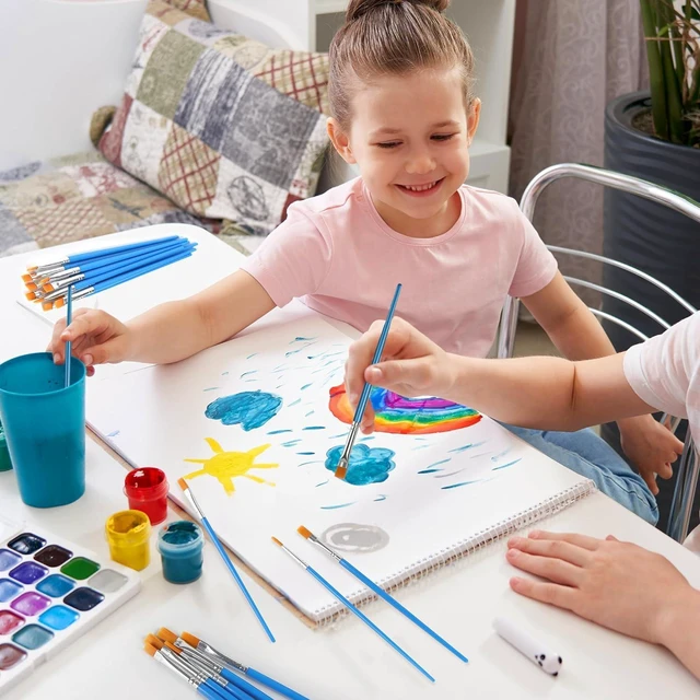 Alt view image 2 of 7 - Halobios Paint Brushes Set for Acrylic Painting, 30 Pcs Art Paint Brush Flat Acrylic Painting Brush, Nylon Paint Brushes for Kids Adults Oil Watercolor Rock Painting Body Face Nail Art