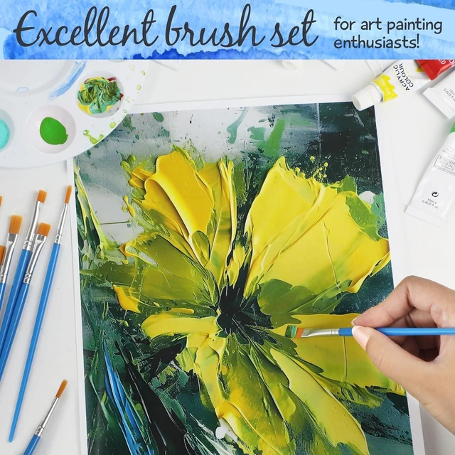 Alt view image 4 of 7 - Halobios Paint Brushes Set for Acrylic Painting, 30 Pcs Art Paint Brush Flat Acrylic Painting Brush, Nylon Paint Brushes for Kids Adults Oil Watercolor Rock Painting Body Face Nail Art