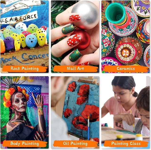 Alt view image 7 of 7 - Halobios Paint Brushes Set for Acrylic Painting, 30 Pcs Art Paint Brush Flat Acrylic Painting Brush, Nylon Paint Brushes for Kids Adults Oil Watercolor Rock Painting Body Face Nail Art