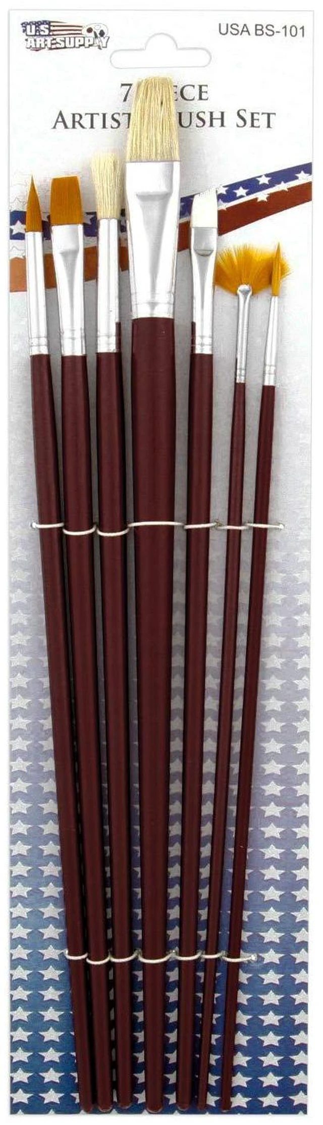 Alt view image 2 of 6 - 12-Piece Long Handle Nylon Hair & Bristle | Artist Paint Brush Variety Set Red Handle