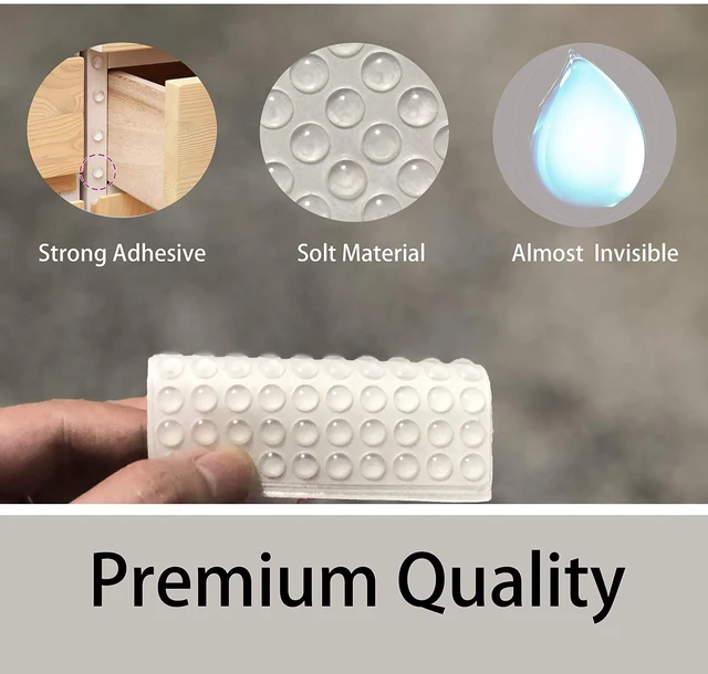 Alt view image 6 of 6 - Drawer Bumpers Pads 6mm*2mm - Self Adhesive Clear Rubber Feet for Cabinet Door, Cupboard, Furniture, Laptop, Table - Tiny Anti-Slip Bumpons Noise Dampening Buffer Pads (100)