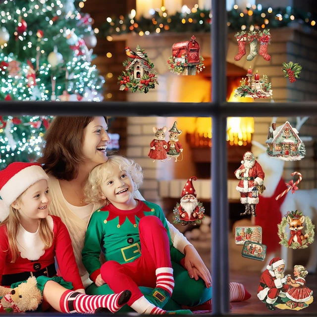 Alt view image 4 of 7 - 12pcs Christmas Antique Rub on Transfer Stickers Furniture Crafts Retro Xmas Decals for Wood Scrapbook Door Window Scrapbook DIY Home Office Decor Wood Fabric Envelope Crafts 6 x 6 Inch