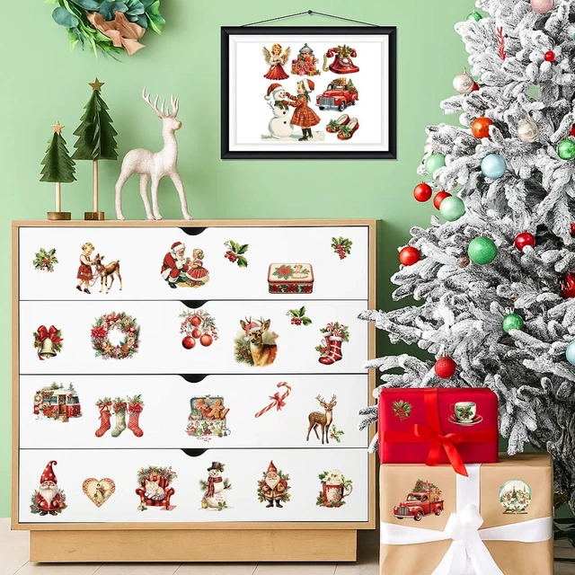 Alt view image 5 of 7 - 12pcs Christmas Antique Rub on Transfer Stickers Furniture Crafts Retro Xmas Decals for Wood Scrapbook Door Window Scrapbook DIY Home Office Decor Wood Fabric Envelope Crafts 6 x 6 Inch