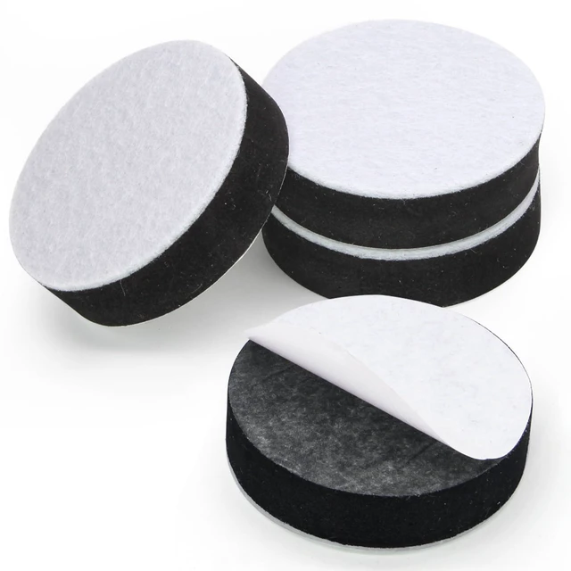 Alt view image 2 of 7 - Self-Adhesive Furniture Risers 4Pcs, Round Adds 1/2" Height, Black | 2.5" Dia Felt Pad Base Protects Floors, Peel-Stick No Tools, Adds Height for Beds Sofas Tables Cabinets