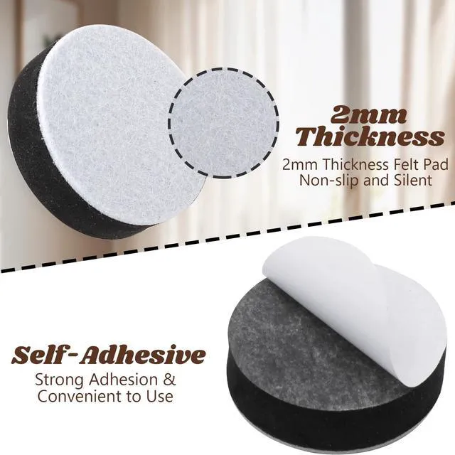 Alt view image 4 of 7 - Self-Adhesive Furniture Risers 4Pcs, Round Adds 1/2" Height, Black | 2.5" Dia Felt Pad Base Protects Floors, Peel-Stick No Tools, Adds Height for Beds Sofas Tables Cabinets