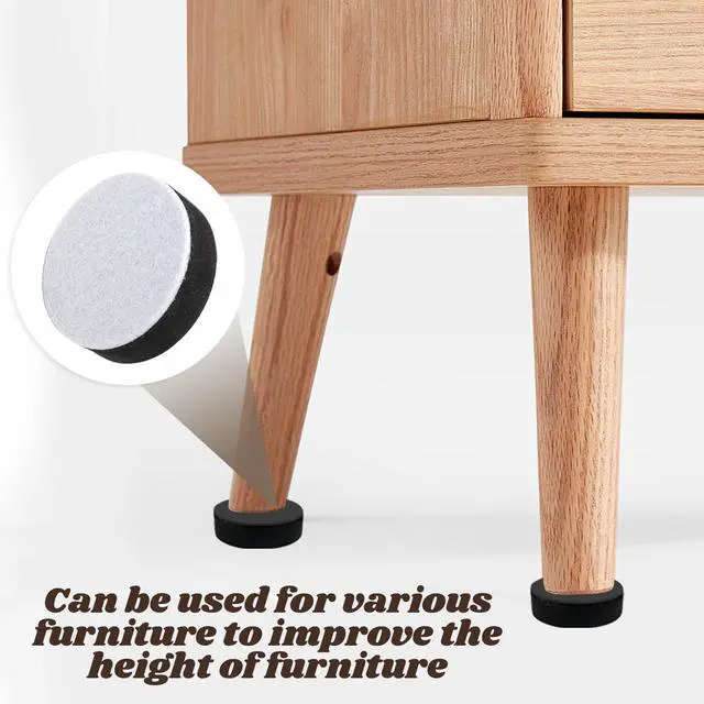Alt view image 6 of 7 - Self-Adhesive Furniture Risers 4Pcs, Round Adds 1/2" Height, Black | 2.5" Dia Felt Pad Base Protects Floors, Peel-Stick No Tools, Adds Height for Beds Sofas Tables Cabinets
