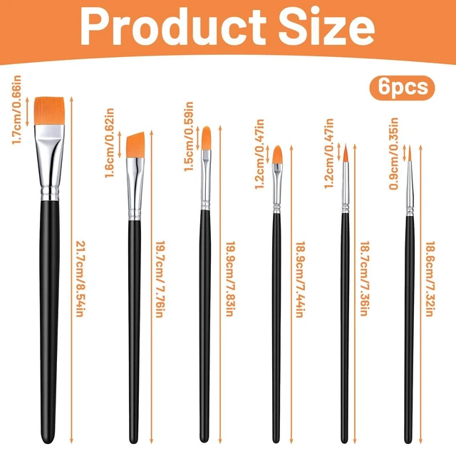 Alt view image 2 of 7 - 6 Pcs Paint Brushes, Round Pointed Tip Artist Brush for Body Face Painting | Face Paint Brushes Set, Professional Small Paint Brush Kit for Halloween Cosplay Party, for Acrylic, Oil and Gouache