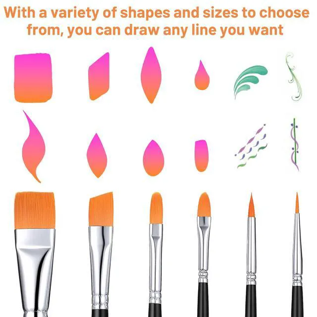Alt view image 4 of 7 - 6 Pcs Paint Brushes, Round Pointed Tip Artist Brush for Body Face Painting | Face Paint Brushes Set, Professional Small Paint Brush Kit for Halloween Cosplay Party, for Acrylic, Oil and Gouache
